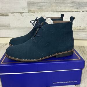 White Mountain womens 8 blue suede ankle boot lace up bootie shoe low heel